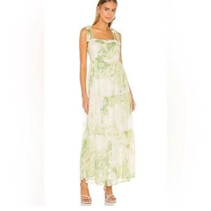Line and Dot EUC gorgeous Palm maxi. Lined green & cream. Soft & Pretty!